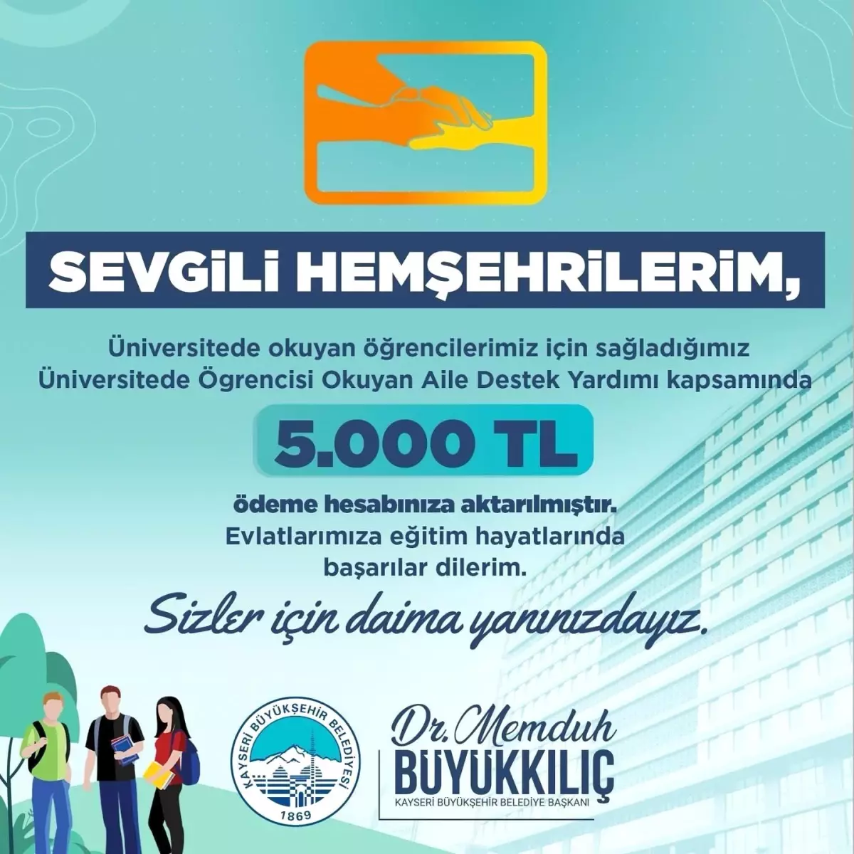 Kayseri Büyükşehir Belediyesi’nden İhtiyaç Sahibi Ailelere 25 Milyon TL Destek